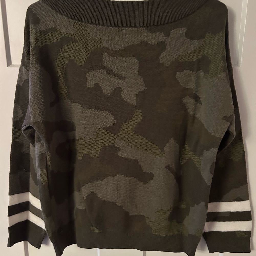 Army and striped boatneck sweater - New with tags - Hem and Thread. Size Small.